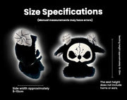 Size specifications for Dark Envoy Reaper Plush - Buu Evil with dimensions indicated.