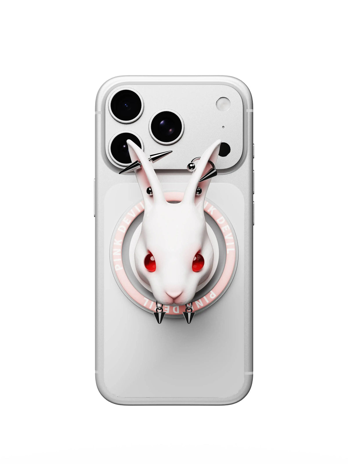 Angry Bunny MagSafe Phone Stand displayed on a smartphone with a unique rabbit design, perfect for hands-free use.