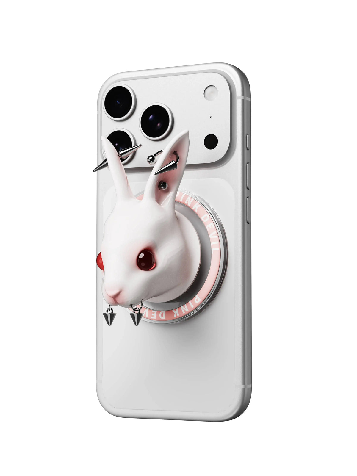 Angry Bunny MagSafe Phone Stand with a unique 3D-printed rabbit sculpture design.