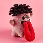 Monster Crew Plush Bag Charm featuring a cute plush monster with black hair and a red tongue.