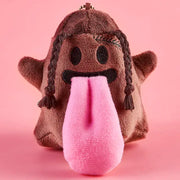 Monster Crew Plush Bag Charm featuring a cute brown character with braids and a pink tongue, perfect for adding whimsy to bags.