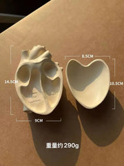 Vintage Heart Trinket Box showing anatomical heart form with measurements on a soft background.