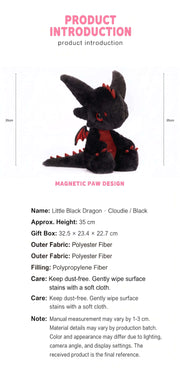 Little Black Dragon plush with magnetic paws and 3D wings for Dragon Boo Halloween Limited.