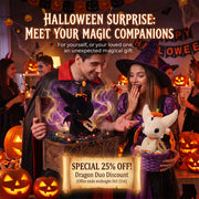 Halloween surprise with Dragon Boo plush companions, special 25% off Dragon Duo Discount, perfect magical gift.