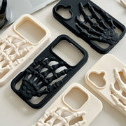 3D Skeleton Hand Gothic Phone Cover displayed in black and cream colors, showcasing intricate skeletal hand design.