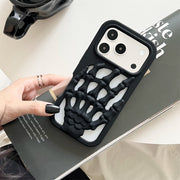 3D Skeleton Hand Gothic Phone Cover displaying a sculpted skeletal hand design on a smartphone.
