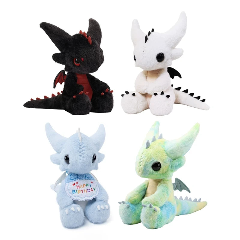 Collection of limited edition stuffed dragon plush toys including Cloudie and Little Black Dragon.