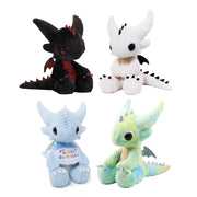 Collection of limited edition stuffed dragon plush toys including Cloudie and Little Black Dragon.