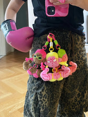 Buu Evil plush bag charm collection featuring colorful gym-themed characters for fitness lovers.