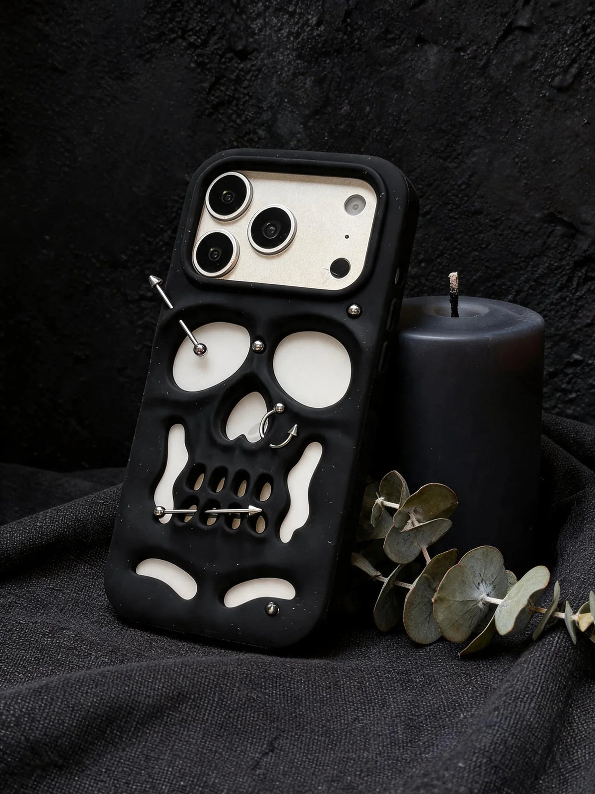 Buu Evil:Gothic punk skull studded iPhone case 