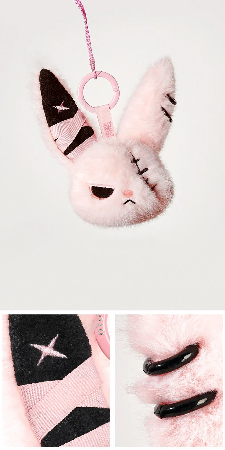 Cuddly Bunny - DarkCute BandaBun, a plush keychain with adorable features and a soft texture.