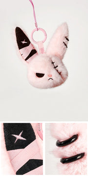 Cuddly Bunny - DarkCute BandaBun, a plush keychain with adorable features and a soft texture.