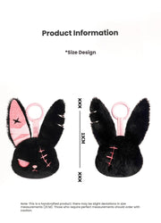 Cuddly Bunny - DarkCute BandaBun plush keychain featuring black and pink design with stitched details.